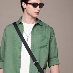 WROGN Self Design Horizontal Stripes Comfort Fit Opaque Casual Shirt-image-69