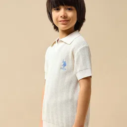 U.S. Polo Assn. Kids Boys Self Design Polo Collar Cotton T-shirt image 3