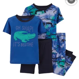 Carter's 4-Piece Alligator 100% Snug Fit Cotton PJs - Blue-image-29