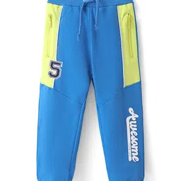 Babyhug Cotton Looper Knit Full Length Lounge Pant Text Print- Blue-picture-25