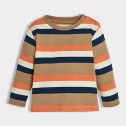 Mi Arcus Cotton Elastane Full Sleeves Striped Tee - Multi Color-picture-25