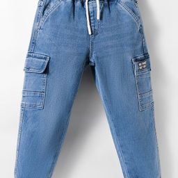 Under Fourteen Only Mild Washed Joggers Style Cargo Jeans - Light Blue-picture-38
