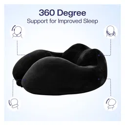 Billebon Premium Neck Pillow Black Fibre Filled Round Travel Pillow image 2