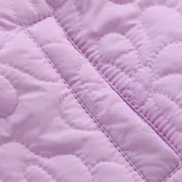 Babyhug Woven Full Sleeves Front Open Padded Hooded Jacket with Quilted Butterfly Design - Mauve image 3