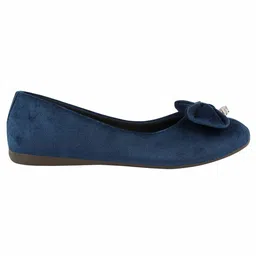 Shoetopia Stones Embellished Bow Applique Detailed Ballerinas - Blue image 4