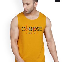 SLOWLORIS Pack of 2 Printed Combed Cotton Vest VSL26 CMB(CHS MUSTARD)(LOUD BLACK)-image-54