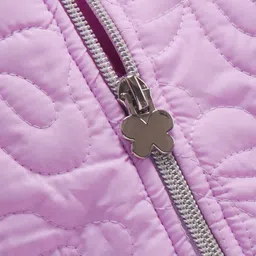 Babyhug Woven Full Sleeves Front Open Padded Hooded Jacket with Quilted Butterfly Design - Mauve image 4