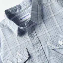 kookie kids india Kookie Kids Cotton Woven Full Sleeves Checks Shirt - Light Grey image 4