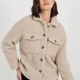 Styli Women Regular Fit Regular Length Faux Fur Shacket image 2