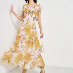 Honey by Pantaloons Floral Printed Ruffles Detail Tiered Maxi Dress-image-11