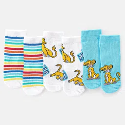 Cute Walk by Babyhug Disney Non Terry Anti-bacterial Ankle Length Socks Lion King Graphics Pack of 3 - Multicolour image 5