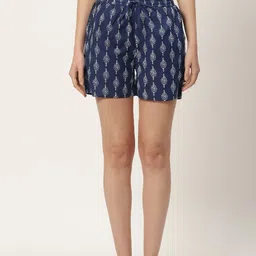 MBeautiful Women Navy Blue & Black Pack of 2 Printed Lounge Shorts image 4