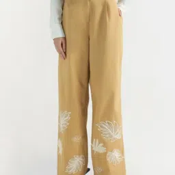 Elle Women Beige Embroidered Pure Cotton Pant-image-24
