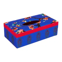 SEJ by Nisha Gupta Blue Wooden Tissue Paper Box Holder - Set of 1-image-33