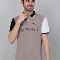 Cantabil Grey Regular Fit Colour-Block Polo T-Shirt-picture-30