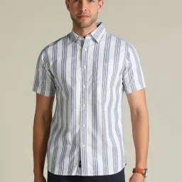 Dockers Blue Cotton Straight Fit Striped Shirt-picture-23