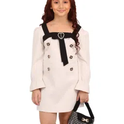 Cutecumber Girls Beige Embellished Dress-image-13