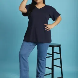theRebelinme Navy Cotton Plus Size T-Shirt image 4