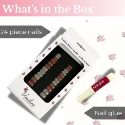 Venihea Brown Marble Artificial Nails - Set of 24 image 4