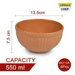 Urban Chef Brown Ceramic Handcrafted Microwave Safe Bowl - Set of 4 image 4