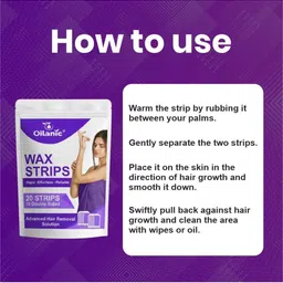 Oilanic Lavender Wax Strips For Painless Waxing & Smooth Skin - 20 Strips image 3