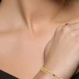 c. krishniah chetty group C. Krishniah Chetty 22k Gold Bracelet with White Cubic Zirconia and Blue Stone for Women image 4