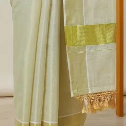 Soch Beige Woven Saree With Unstitched Blouse image 4