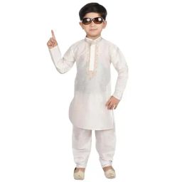 SG Yuvraj Kids White Embroidered Kurta with Pyjama-picture-28