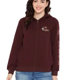 MADAME Wine Full Sleeves Hooded Sweatshirt-image-30