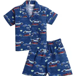 The Magic Wand Kids Blue Printed Shirt with Shorts-image-20