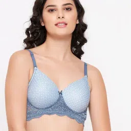 Clovia Steel Grey Lace Non Wired Padded T-Shirt Bra-picture-38