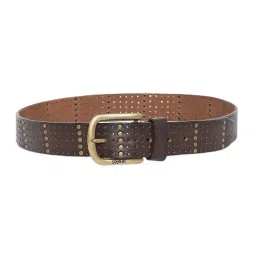 Spykar Brown Perforated Casual Leather Belt for Men-picture-32