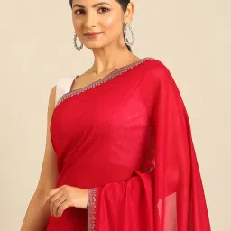 Mohey Red Embellished Saree With Blouse image 4