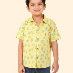 Fabindia Boys Yellow Printed Shirt-image-93