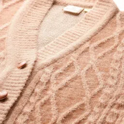 Aarika Brown Wool Solid Cardigan image 4