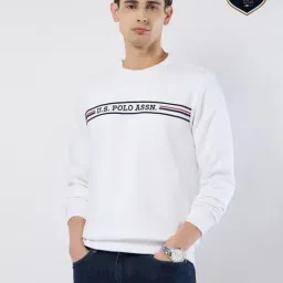 U.S. Polo Assn. White Cotton Regular Fit Logo Printed Sweatshirt image 4