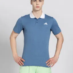 adidas Blue Slim Fit Tennis Freelift Polo T-Shirt-image-17
