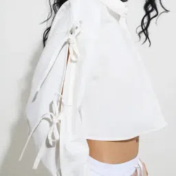 nuon women Nuon by Westside White Bow-Detailed Cotton Shirt image 5