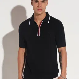 SHOWOFFFF Black Cotton Regular Fit Polo T-Shirt-picture-17