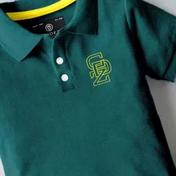 Codez Boys Green & Grey Solid Polo T-shirt image 4