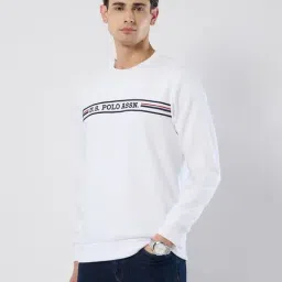 U.S. Polo Assn. White Cotton Regular Fit Logo Printed Sweatshirt image 3