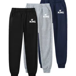 Knit Vey Boys Pack Of 3 Pure Cotton Mid-Rise Joggers-picture-25