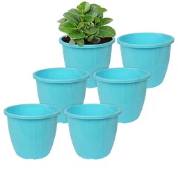 Kuber Industries Blue 6 Pcs Solid Flower Planters image 1