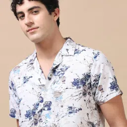 Bushirt Cream Regular Fit Printed Co-Ord Set image 4