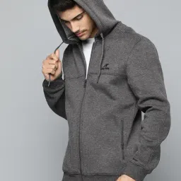 ALCIS Dark Grey Regular Fit Sports Hooded Jacket image 3
