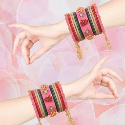 Zindura Set Of 2 Gold-Plated AD-Studded Bangles image 2