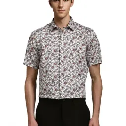 Louis Philippe White Slim Fit Floral Print Shirt-picture-14