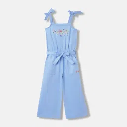 Blue Giraffe Girls Blue Cotton Jumpsuit-image-20