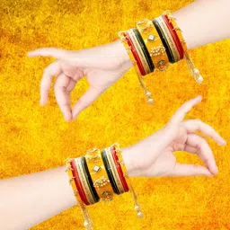 Zindura Set Of 2 Gold-Plated AD-Studded Bangles image 2