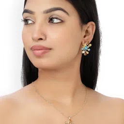 VELVET IMPERIAL Artificial Stones Studded Necklace & Earrings-picture-38